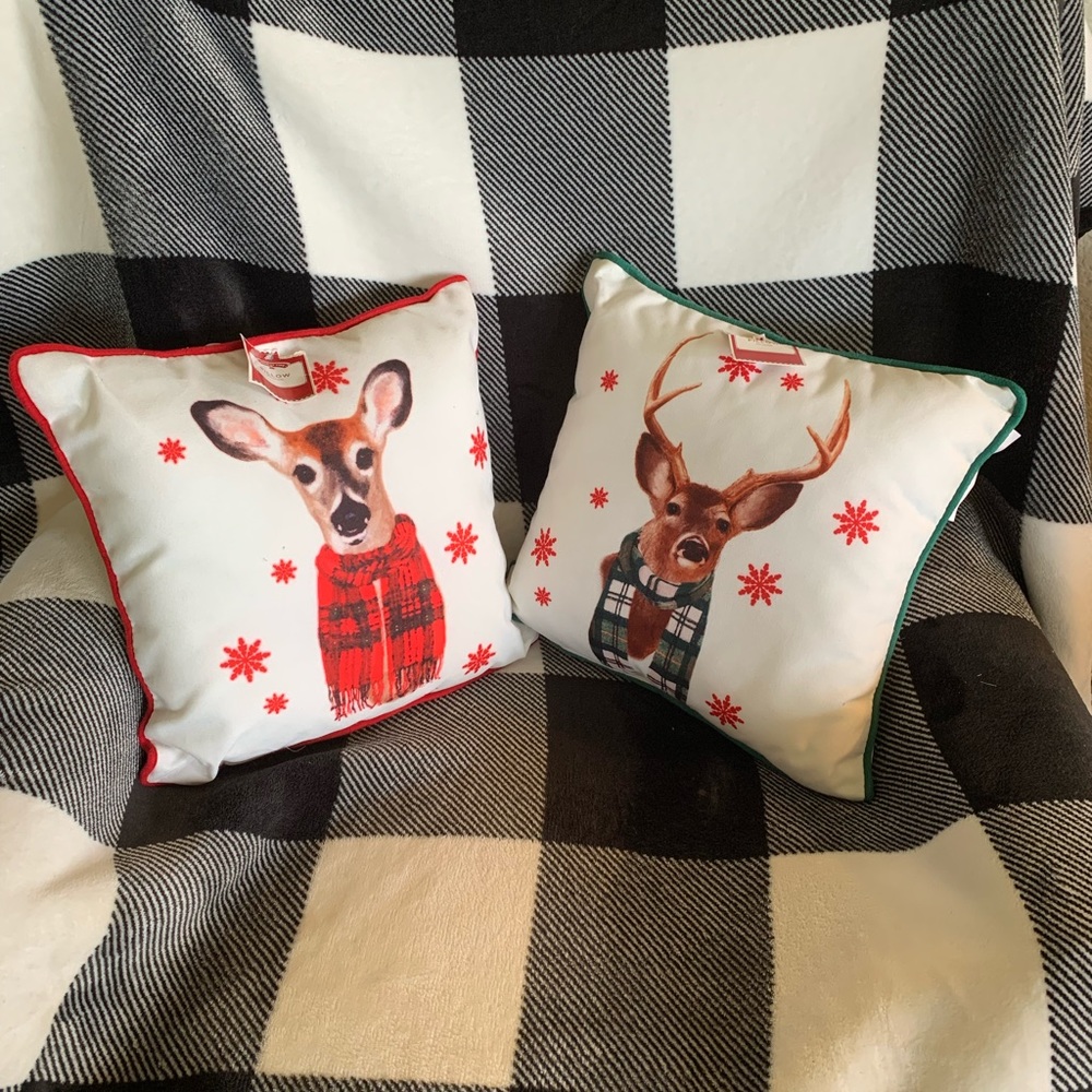 He and She Christmas pillows, new with tags.